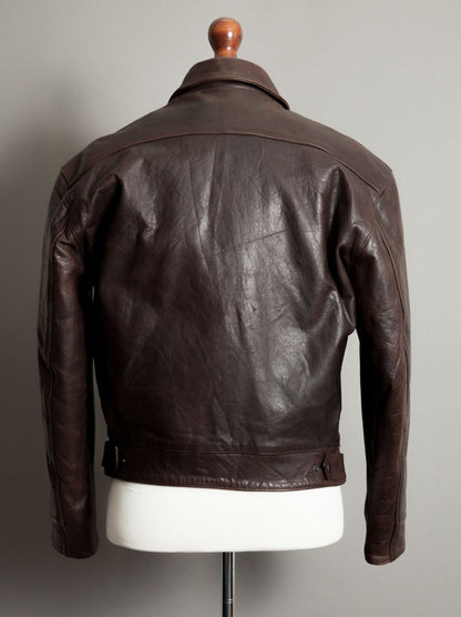 Vintage 1950s French Horsehide Leather Motorcycle Jacket - Large (42-44)