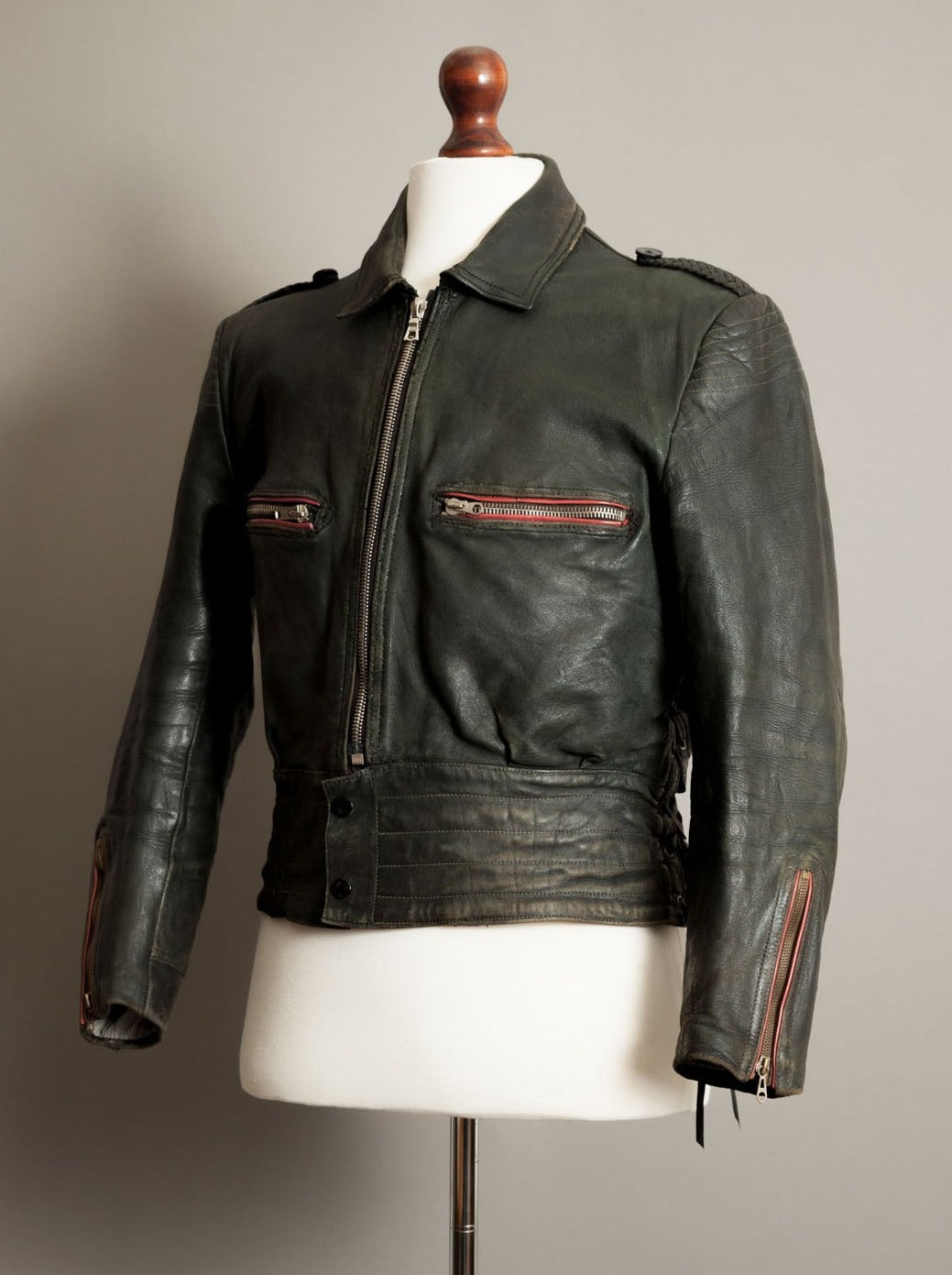 Vintage 1950s German Leather Motorcycle Jacket - Small (38-40)