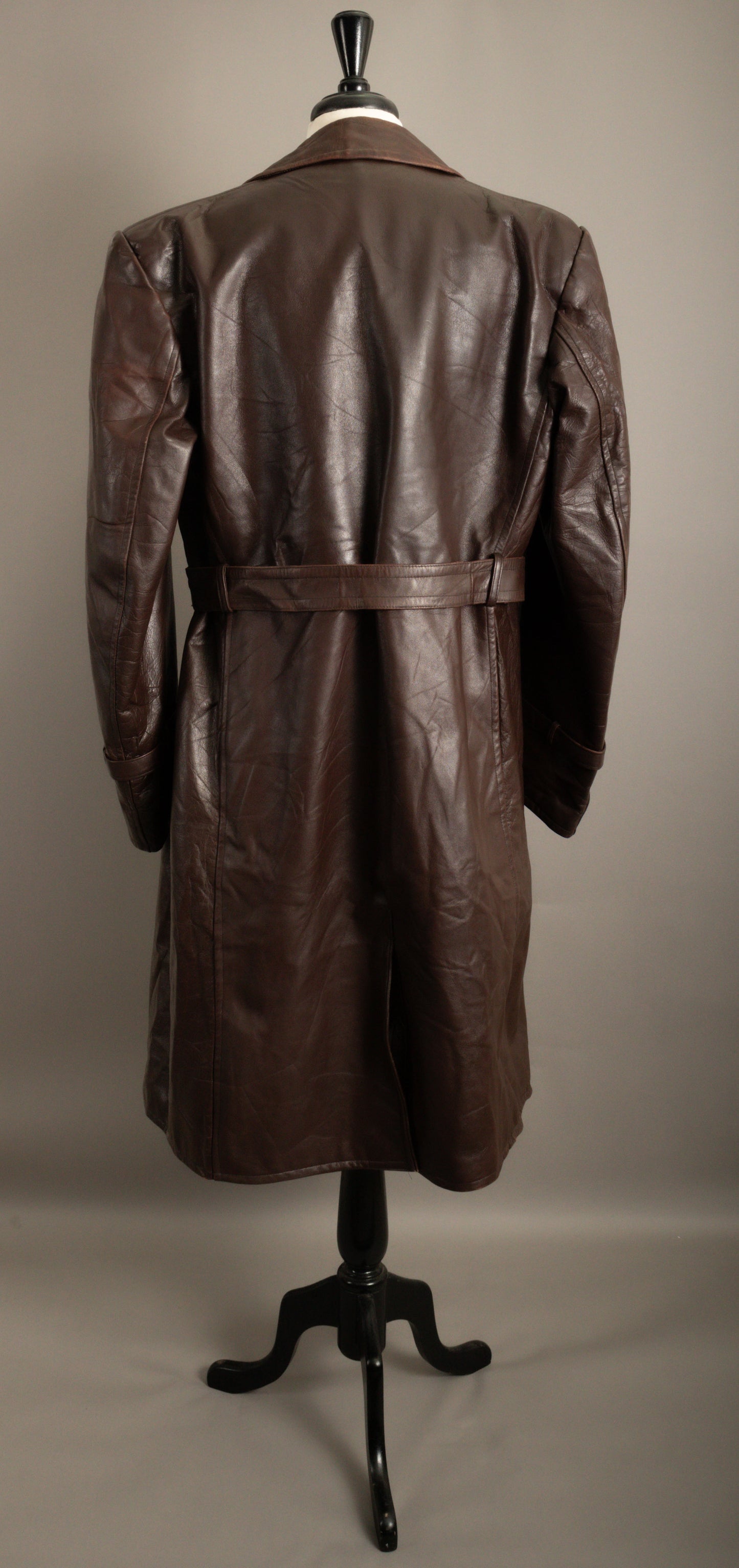 WW2 German Horsehide Leather Officers Trench Coat - Small (38-40)