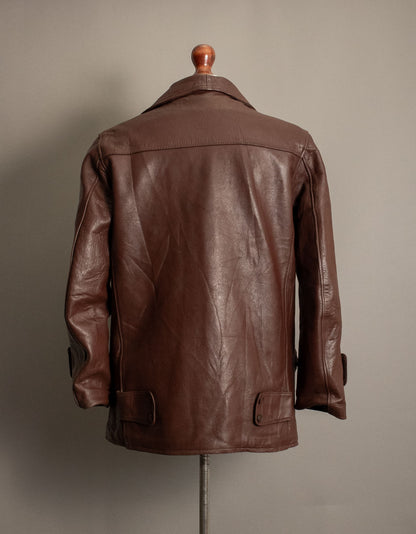 Vintage 1940s French Leather Cyclist Workwear Jacket - Small (38-40)